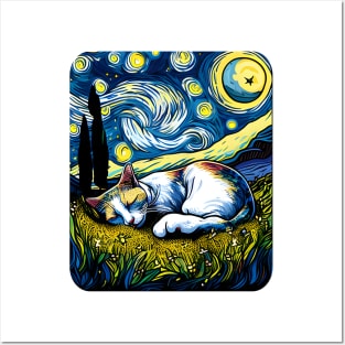 The Starry Night Cat - Vincent Van Gogh - Cat Lover Posters and Art